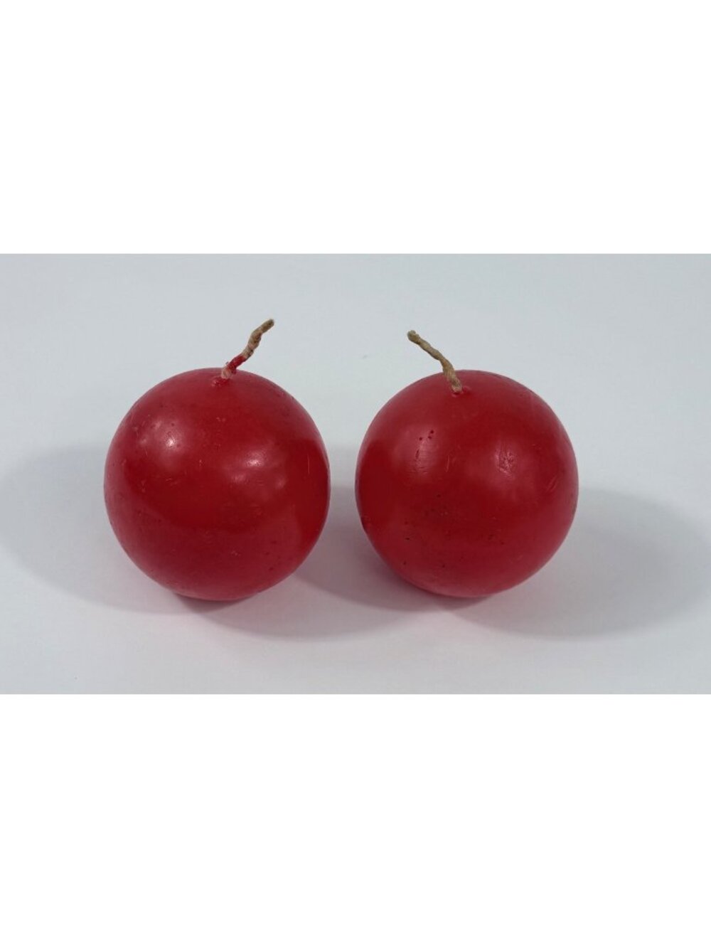 Vintage 1970s Round Scandinavian MCM Red Parrafin Spherical Ball Candles Set Of